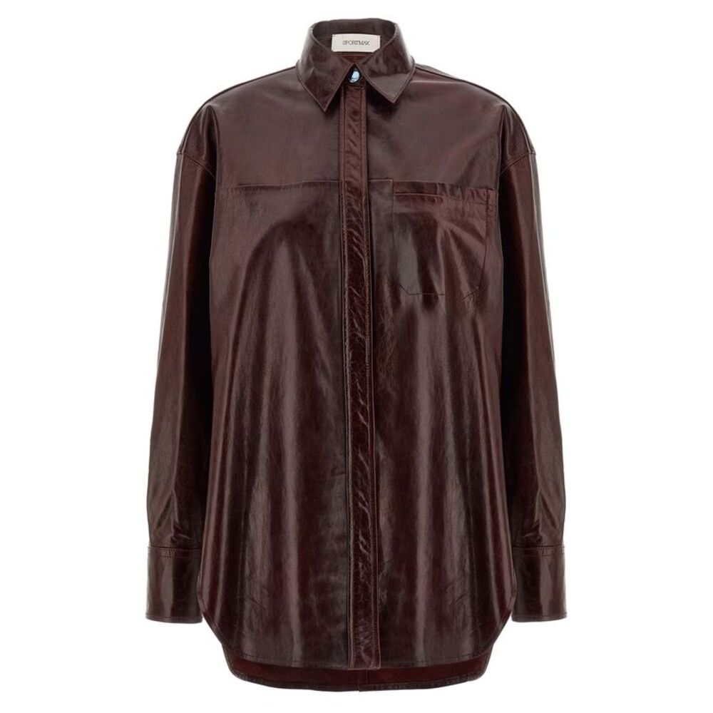 Sportmax Bordeaux Lamb Leather Women's Blouse